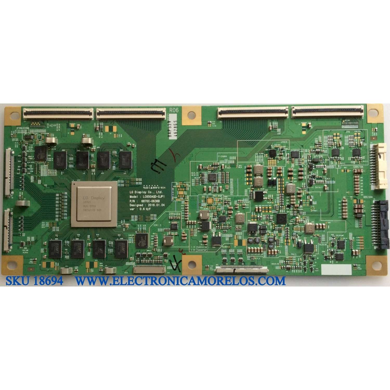 T-CON / LG 6871L-4628G / 4628G / 6870C-0636B / PANEL LC650AQD (GJ)(A1) / MODELO OLED65B6P-U.BUSWLJR	